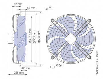 Ventilator axial de aspirație Ziehl FN 050-VDK.4I.V7P1